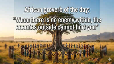 African proverb of the day: &ldquo;When there is no enemy within, the enemies outside cannot hurt you&rdquo;