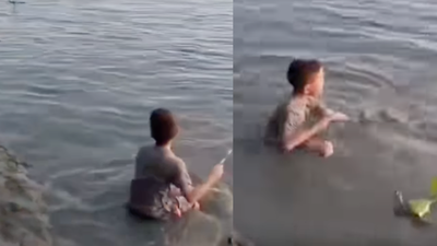 Boy goes to the pond to brush his “friend’s” teeth … but who he meets comes as an unexpected shock!