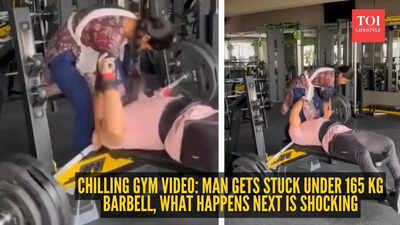 Chilling gym video: Man gets stuck under 165 kg barbell, what happens next is shocking