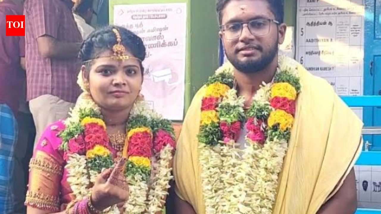 Bride casts her vote in Namakkal, heads to Tirupur with groom where he would exercise his franchise