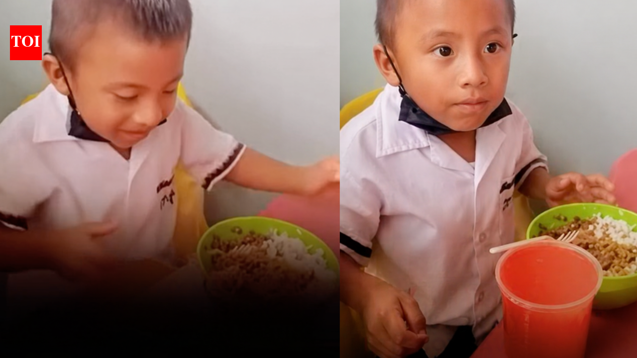 This little boy was not willing to eat the best part of his meal because he was saving it for... "It's for my..."