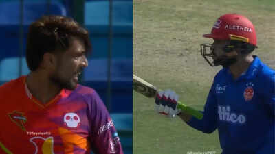 Huge fight in PSL: Faheem points bat at Mohammad Amir after wicket, tension erupts on pitch – Watch | Cricket News – The Times of India