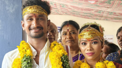 Newlyweds cast votes immediately after wedding in Gudiyatham