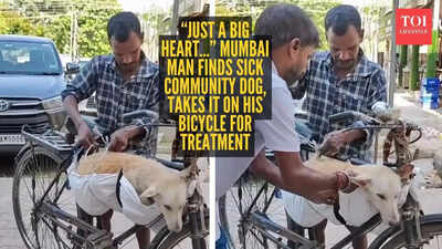 'Just a big heart…' Mumbai man finds sick community dog, takes it on his bicycle for treatment; internet in tears