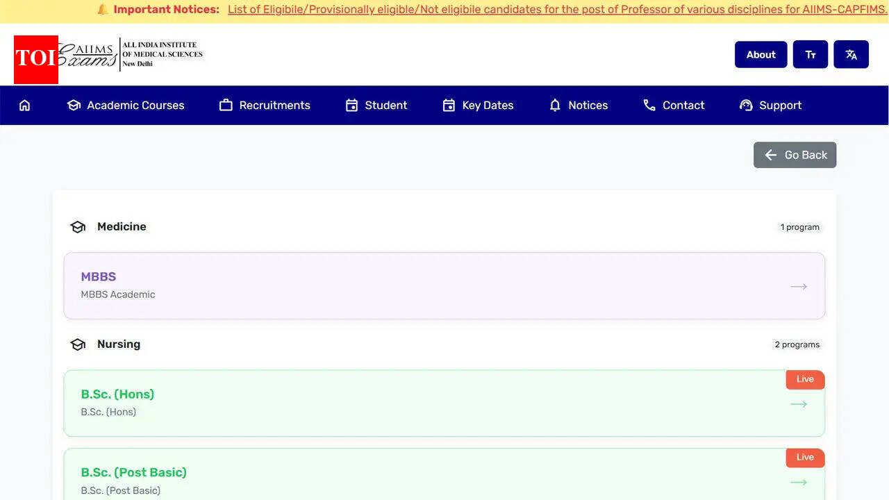 AIIMS B.Sc. courses 2026 application closes today, check exam dates, fees and eligibility details: Direct link