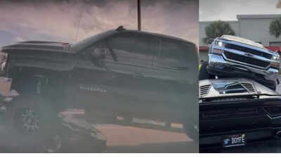 Florida woman drives pickup truck over Lamborghini in parking lot in viral video: 'Insurance company fuming'