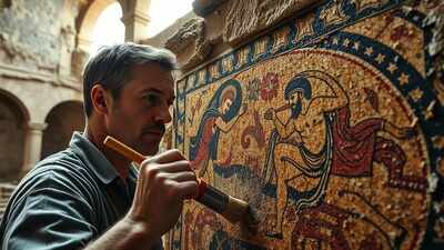 In 2020, a farmer's son walking a lockdown field noticed unusual fragments and uncovered a 1,600-year-old Roman mosaic