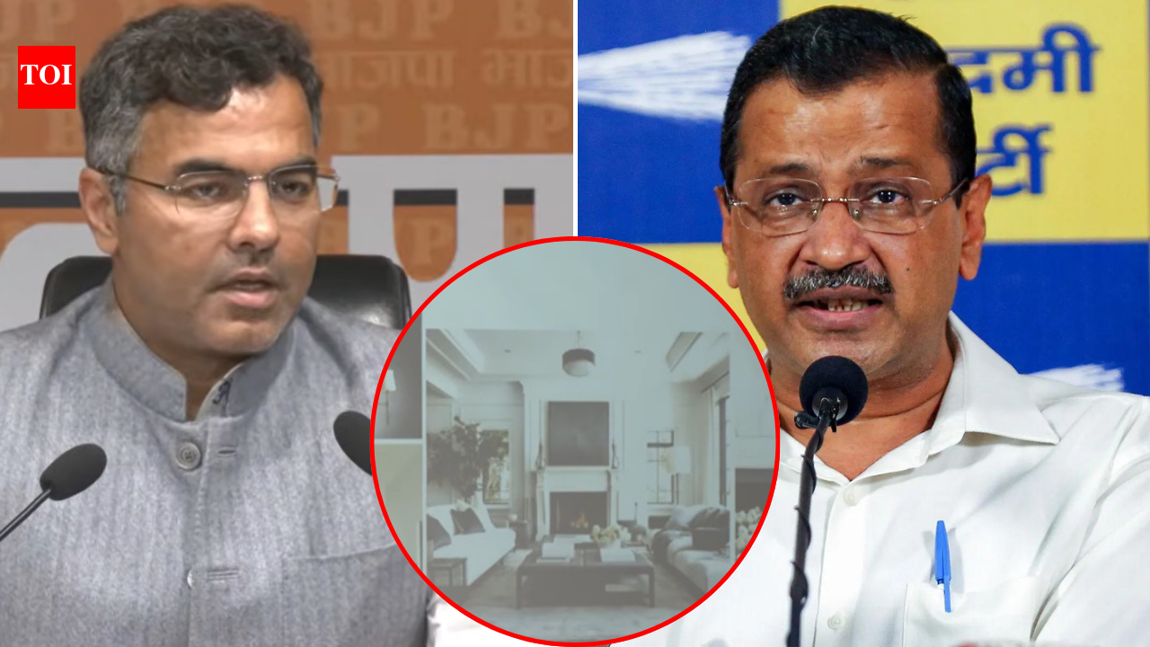BJP shares 'Sheeshmahal 2' pics with 'Rahman Dakait’ dig at Arvind Kejriwal; AAP calls them 'fake', asks CM Rekha Gupta to show house | India News - The Times of India