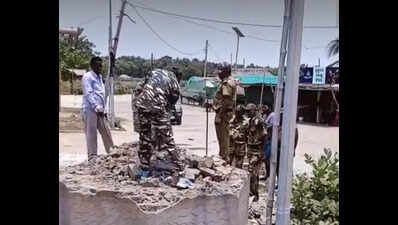 Forest dept demolishes ex-minister Damodar Rout’s statue at Siali beach, triggers row