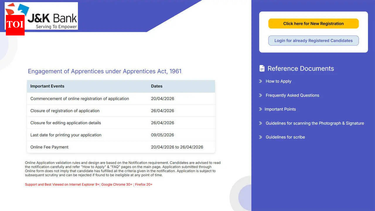 JK Bank apprentice recruitment 2026 deadline today for 614 posts; apply here