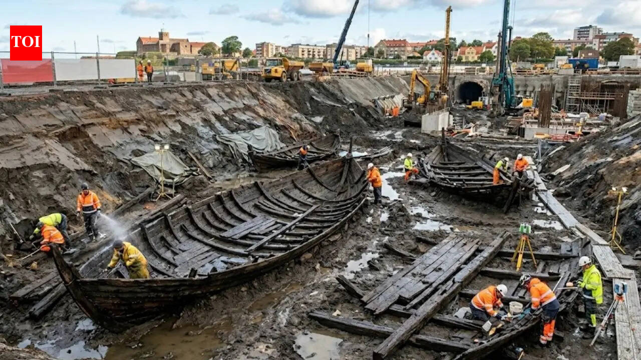 Buried beneath a Swedish city: Six centuries-old shipwrecks discovered during a railway project
