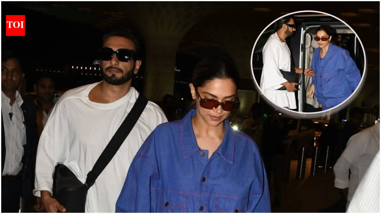 Ranveer Singh ensures mom-to-be Deepika Padukone is comfortable at every moment as the couple gets spotted at the airport