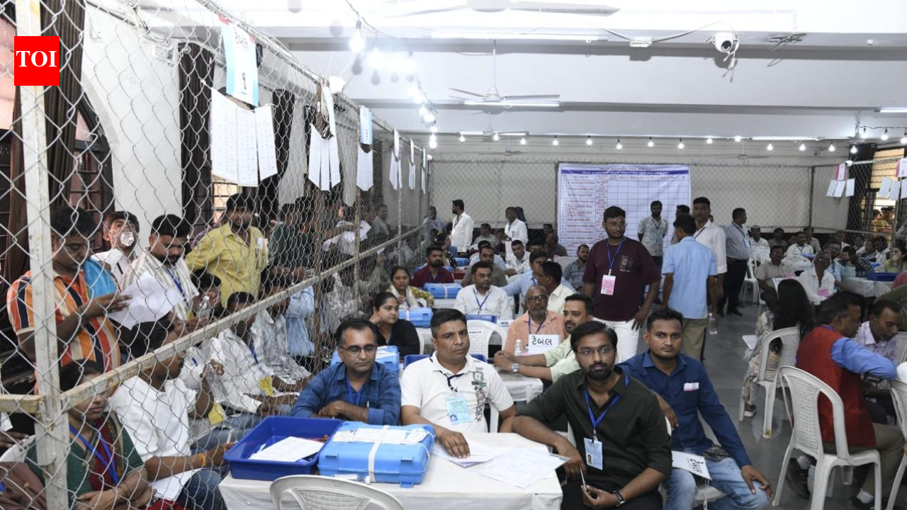 Ahmedabad Municipal Corporation election result: BJP maintains lead in 63 seats, Congress ahead in 8 seats | Ahmedabad News - The Times of India