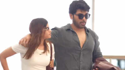 Newly wed Allu Sirish spotted with wife Nayanika Reddy; Airport look turns heads