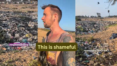 “Pick up your trash. This is shameful”; foreign vlogger slams people for polluting this historic beach in South India