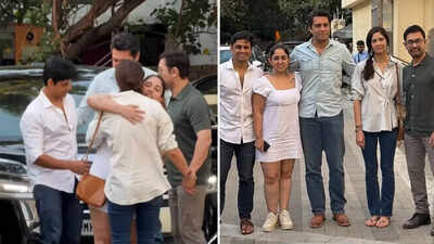 Aamir Khan’s daughter Ira Khan, Nupur Shikhare greet Gauri Spratt with warm hugs; Junaid Khan joins for a family picture