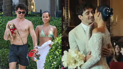 Charles Leclerc goes shirtless with wife Alexandra Saint on Miami beach before F1 return