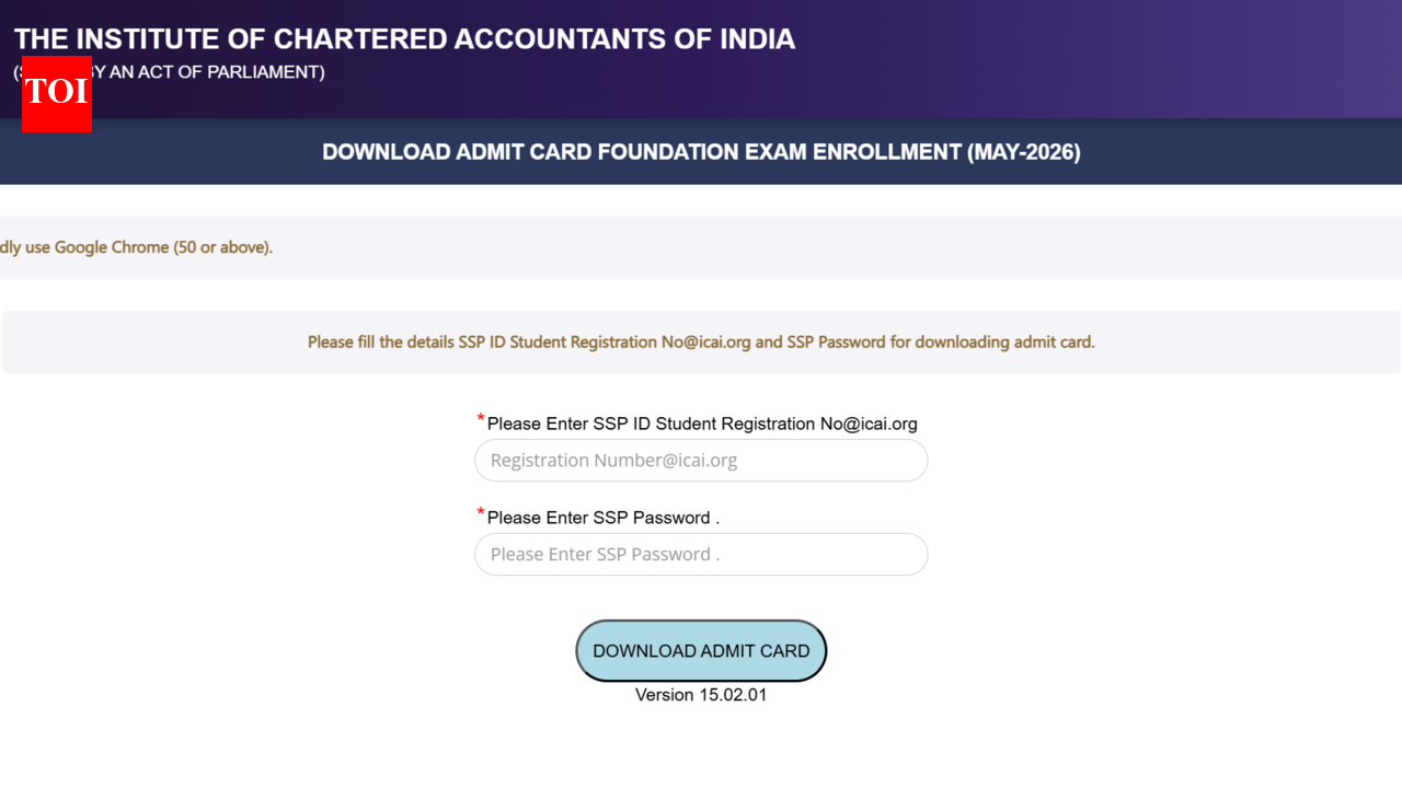 ICAI CA Foundation May 2026 admit card released at eservices.icai.org: Direct link to download hall ticket here