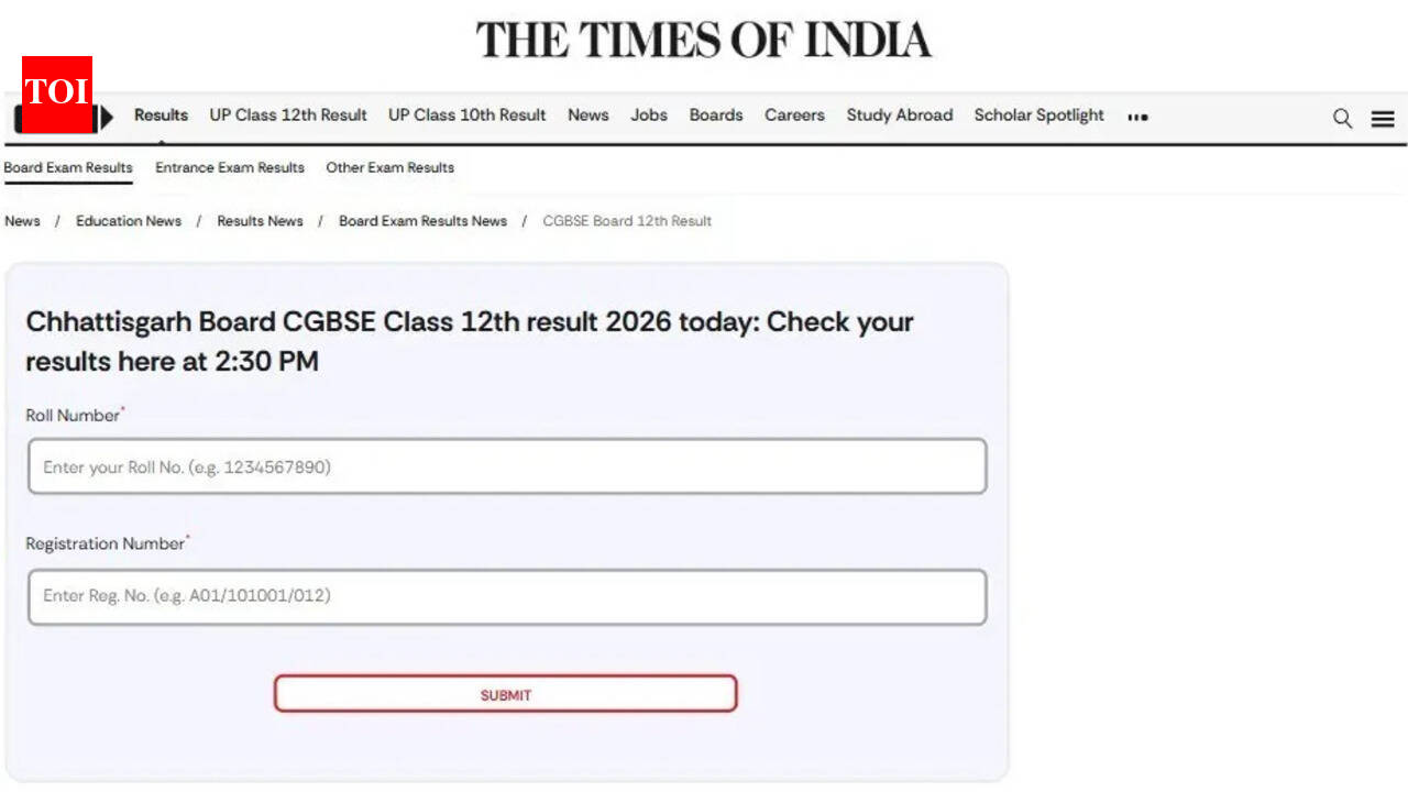 Chhattisgarh Board 12th Result: Scorecards releasing today at 2:30 pm; here's how to check your marks on TOI portal