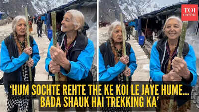 Kedarnath Trek: ‘Hum sochte rehte the ke koi le jaye hume… bada shauk hai trekking ka’: Two sisters over the age of 70 on Kedarnath trek win hearts – The Times of India