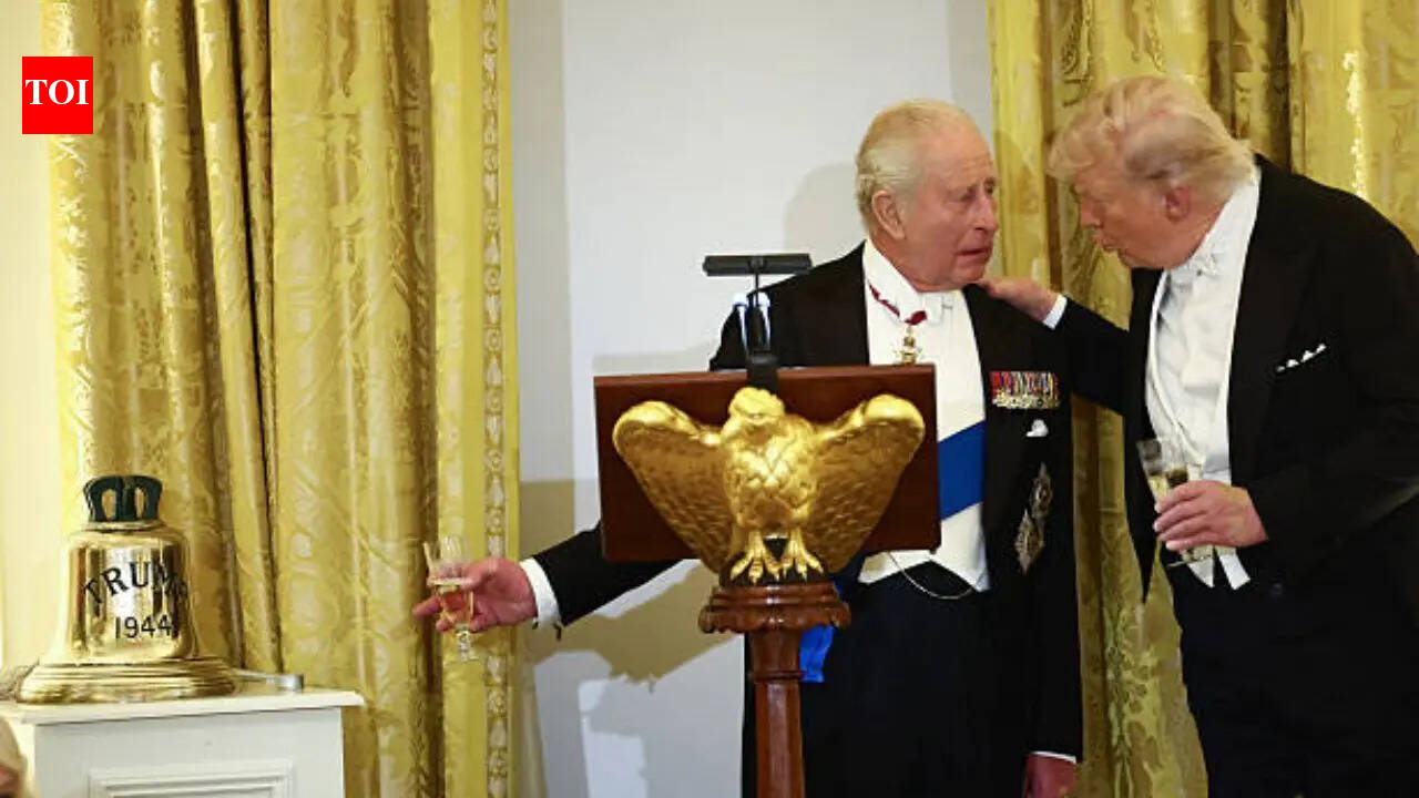 'Just give us a ring!': King Charles presents Trump with historic submarine bell at state dinner