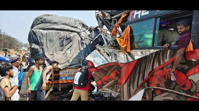 Bus rams tanker, truck; 3 dead