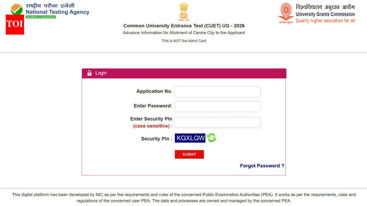 CUET UG 2026 city intimation slip released at cuet.nta.nic.in, admit cards to follow shortly for candidates