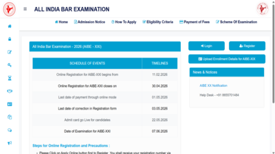 AIBE 21 registration 2026 ends today at allindiabarexamination.com: Check direct link to apply and key details here