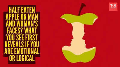 Optical illusion personality test: Half eaten apple or man and woman's faces? What you see first reveals if you are emotional or logical