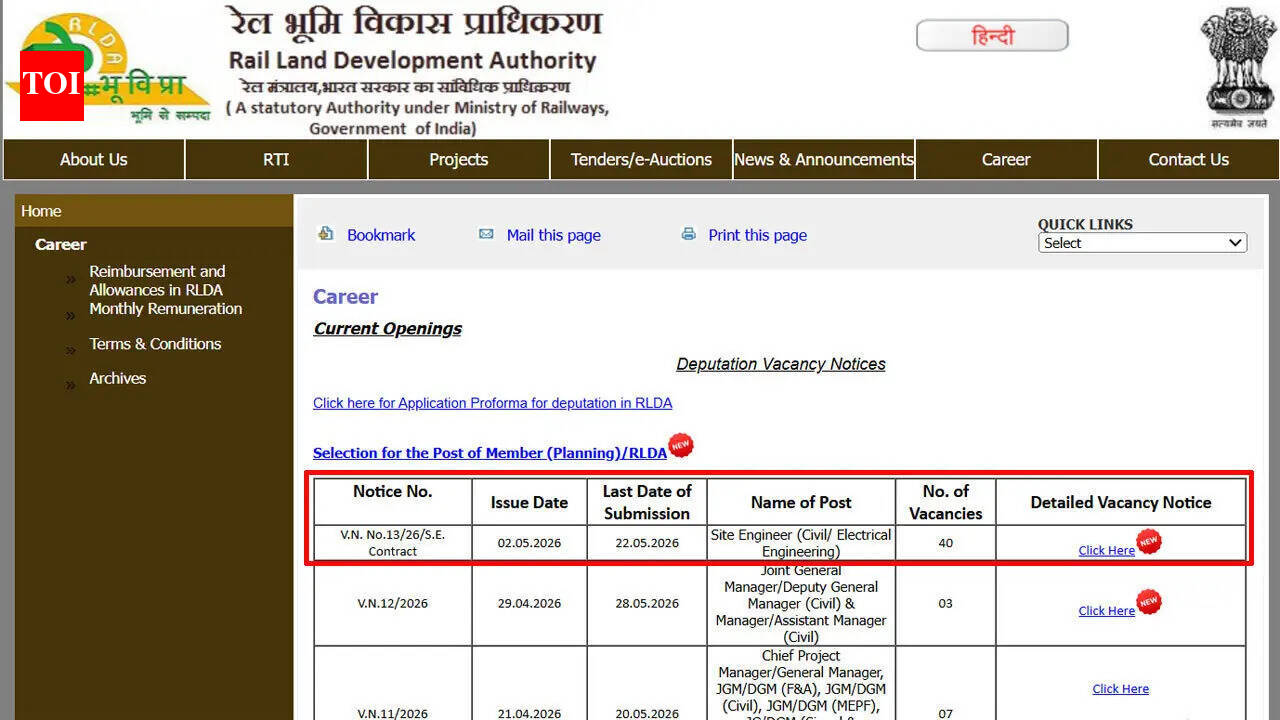 आरएलडीए साइट इंजीनियर भर्ती 2026 में 40 पद खुले, पात्रता, वेतन और आवेदन प्रक्रिया की जांच करें