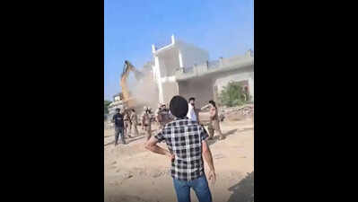 3 houses razed for highway project in Moga village amid protests