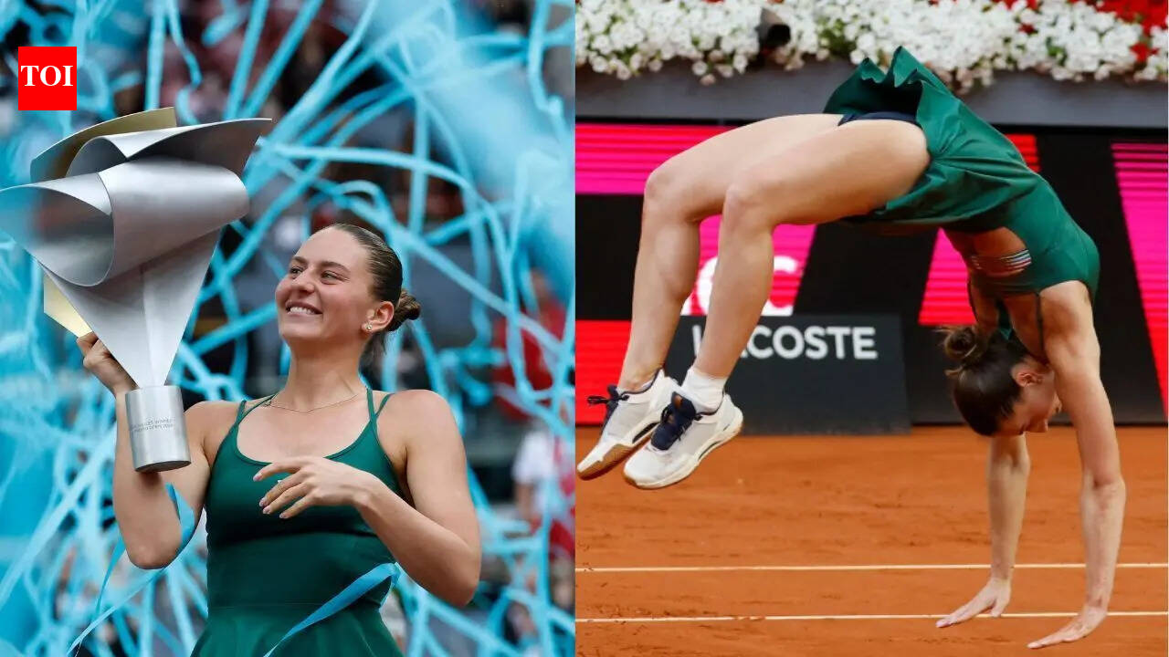 Watch: Marta Kostyuk's backflip celebration as the Ukrainian defeats Russian Mirra Andreeva in Madrid Open final