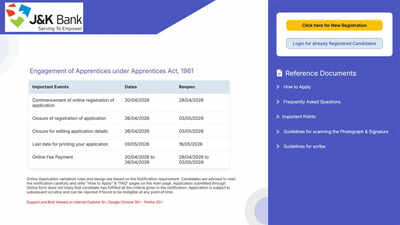 JK Bank apprentice recruitment 2026 apply online ends today for 614 posts at jkb.bank.in; check direct link here