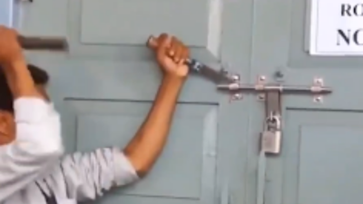 Bypoll drama: Poll officials break EVM strong room lock in Karnataka after key goes missing
