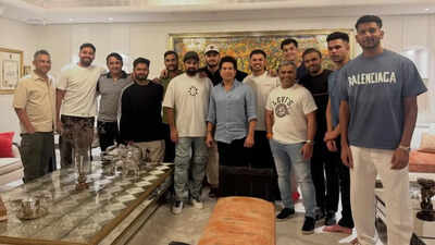 ‘An evening with the God of cricket’: Sachin Tendulkar meets LSG players, Mohsin Khan thanks Arjun | Cricket News – The Times of India
