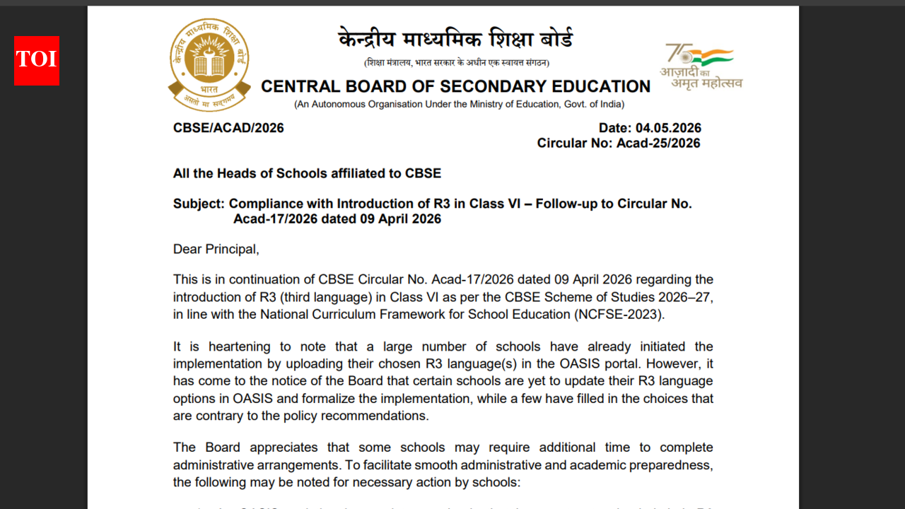 CBSE warns schools over non-compliance in Class 6 third language rollout, sets May 31 deadline for mandatory update