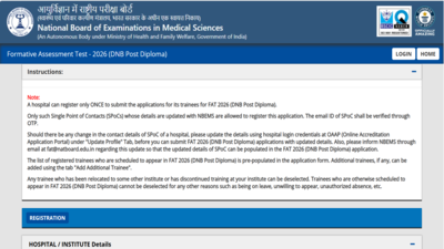 NBEMS opens FAT 2026 DNB post-diploma applications: Check direct link to apply here