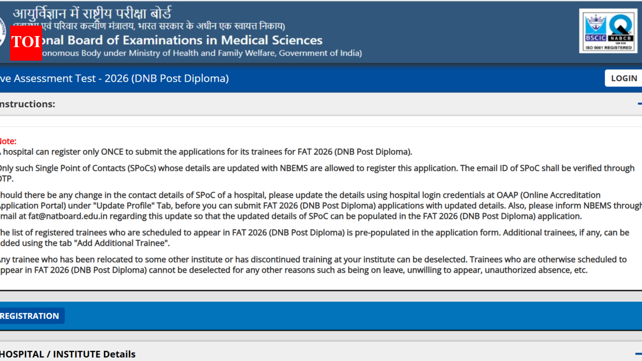 NBEMS opens FAT 2026 DNB post-diploma applications: Check direct link to apply here