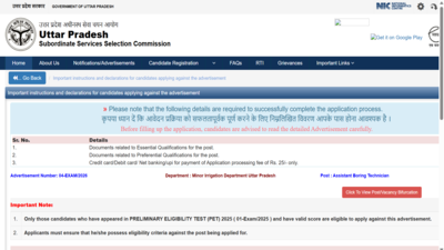 UPSSSC recruitment 2026: Registration ends today for 402 Assistant Boring Technician posts; direct link to apply here