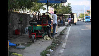 Nowhere to walk: Pedestrians wade through traffic on Sahastradhara Road