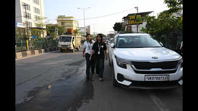Nowhere to walk: Pedestrians wade through traffic on Sahastradhara Road