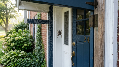 Why does your front door keep getting a new spider web every morning