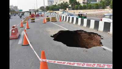Sinkhole opens up as portion of Sohna Highway caves in again, sixth time in 3 years