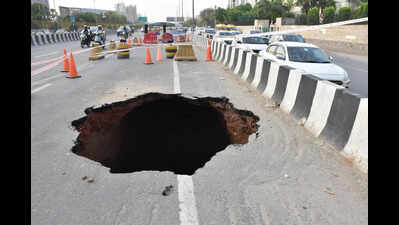 Sinkhole opens up as portion of Sohna Highway caves in again, sixth time in 3 years