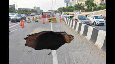 Sinkhole opens up as portion of Sohna Highway caves in again, sixth time in 3 years