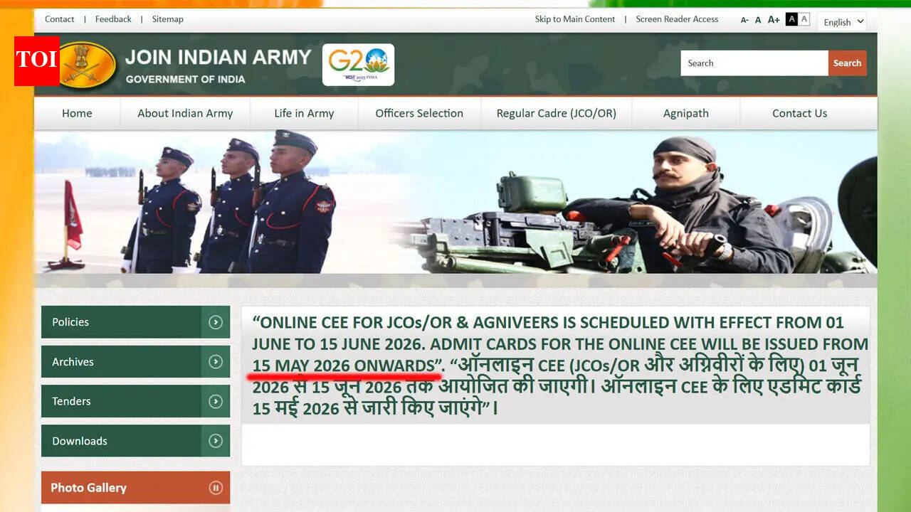Indian Army Agniveer Admit Card 2026 release confirmed for May 15 on official portal joinindianarmy.nic.in; how to download