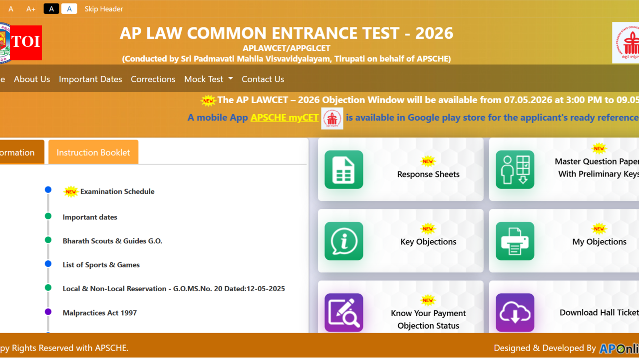 AP LAWCET 2026 उत्तर कुंजी, प्रतिक्रिया पत्रक cets.apsche.ap.gov.in पर जारी; यहां डाउनलोड करने के लिए सीधा लिंक