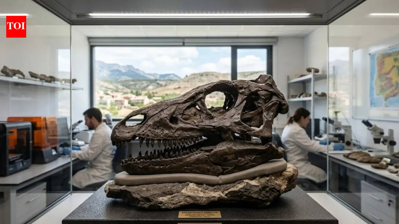 One of the rarest 150-million-year-old dinosaur skulls ever found has been uncovered in Spain