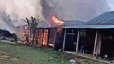 Houses burnt, woman shot by suspected Kuki militants in three Manipur villages; Residents take refuge in the jungles.