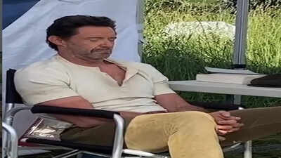 Hugh Jackman caught sleeping on 'The Sheep Detectives' set; Actor jokes 'Meditating or Napping?'
